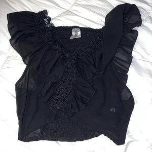 Black crop tank blouse